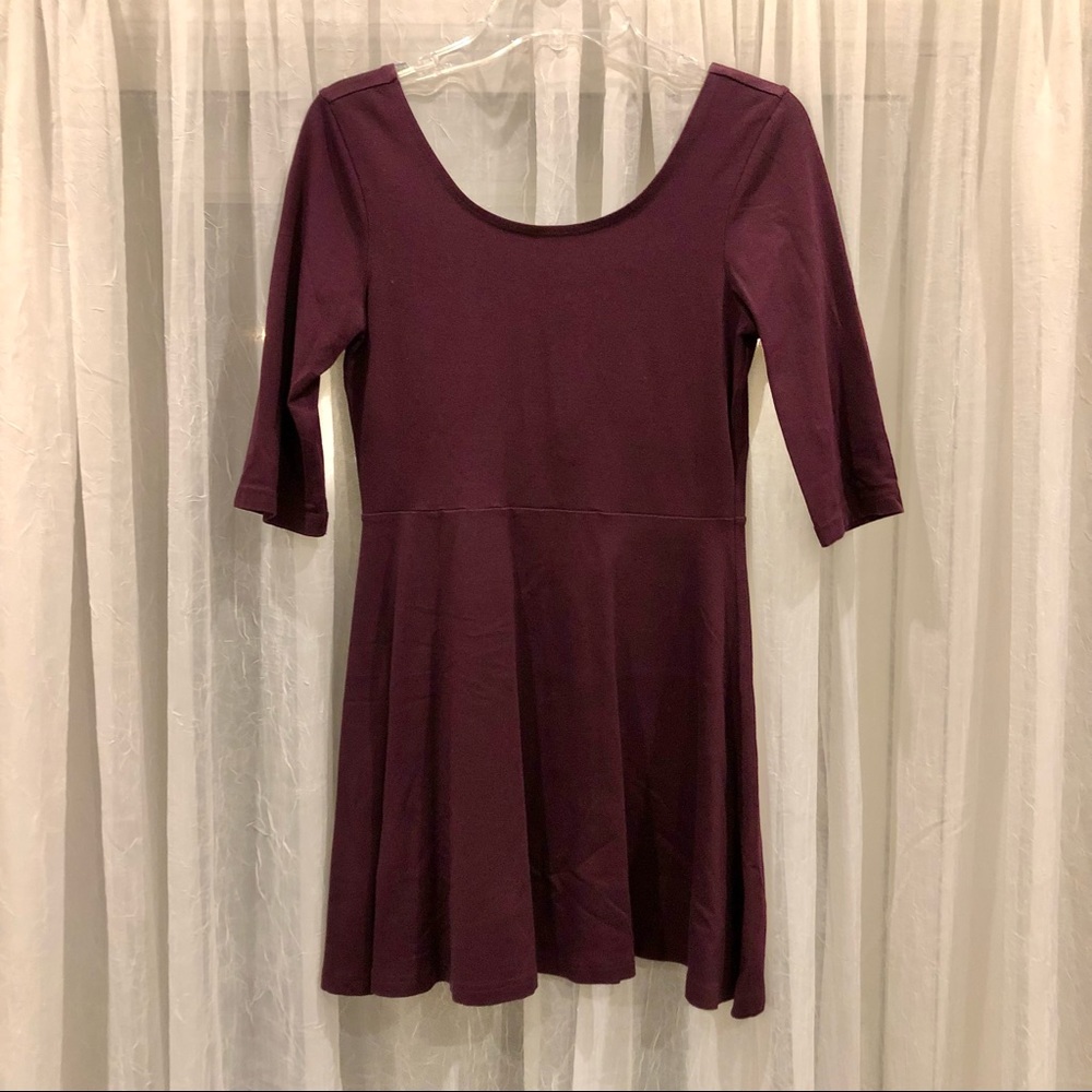Plum Express Dress with 3/4 Length Sleeves